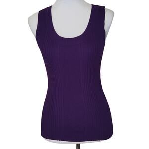 Joseph A tank sleeveless blouse purple ribbed work career stretch Small